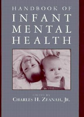 The title "Handbook of Infant Mental Health" in white print is on a gray background with a picture of 2 babies laying down in opposite directions with their heads touching while smiling. 