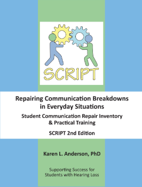 A blue and orange background with the title "Student Communication Repair Inventory & Practical Training" in the middle of the cover. An image of two stick figures holding up gears that are connected is near the top of the cover.