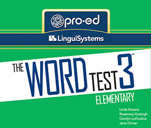 A green and white cover with the title "The Word Test 3 Elementary" in blue text across the center.