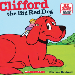 A huge red dog with a little girl riding on it's back