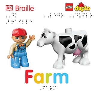 A duplo farmer and duplo cow
