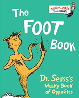 A Dr. Seuss character pointing to their foot
