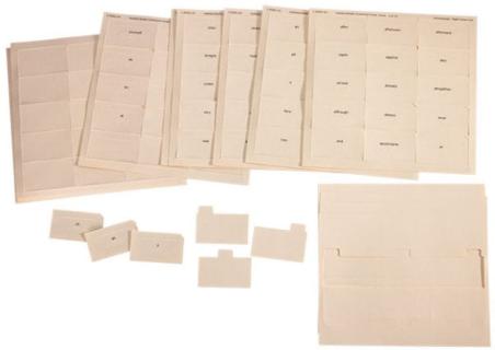 Picture of braille contraction cards.