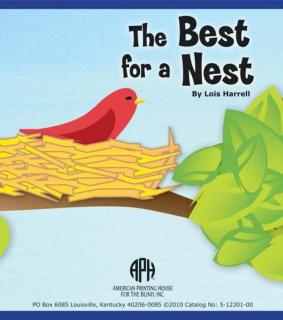 Picture of book cover with a red bird in a nest. 