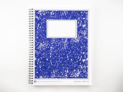 Picture of blue notebook.