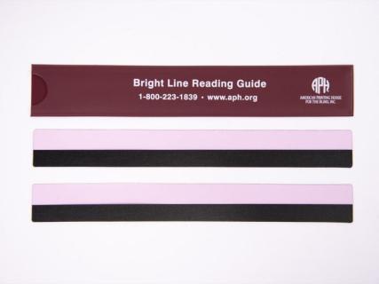 Picture of pink bright line reading guide. 