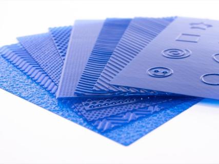 Picture of blue vinyl mats.