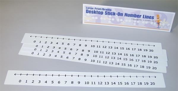 Picture of large print-braille number lines. 