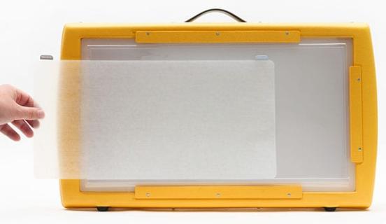 Picture of large light box with dycem mat.