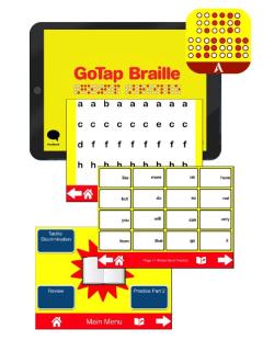 Picture of ipad with GoTap Braille activities. 
