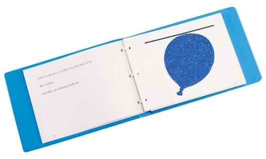 Picture of the Blue Balloon book open. 