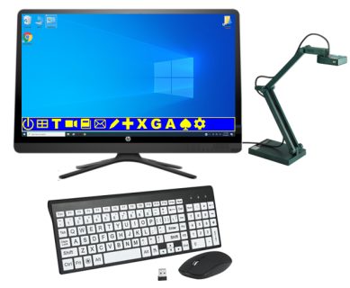 EZReader computer, keyboard and doc cam.